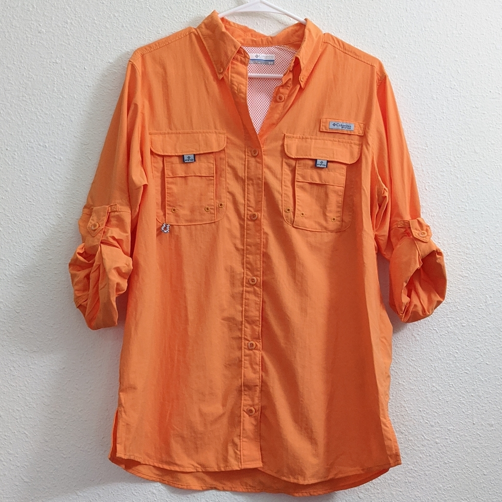 Orange Columbia Long Sleeve Button Down